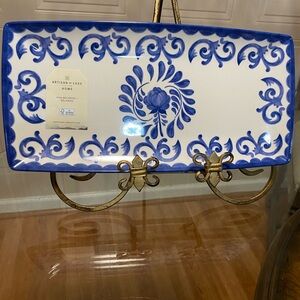 Artisan De Luxe Home MELAMINE Blue Rose Scroll (13" x 6.5") Serving Tray NEW